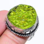 Moldavite Quartz Handmade 925 Sterling Silver Jewelry Ring Size 10 a0z10