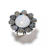 Rainbow Moonstone, Labradorite 925 Sterling Silver Ring Size 10 b7g59