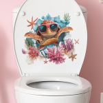 Kilpkonna Koralli Veesilm Tualettruum Vannituba Dekoratiivsed Seinakleebised 29*29CM/fun-m313