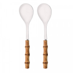 2 tk h&otilde;bedane s&ouml;&ouml;giriistad 304 roostevabast terasest puidust bambusest k&auml;epidemega toidu serveerimissalat Spork serveri kahvli lusikaga lauan&otilde;ude komplekt