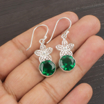 Smaragd 925 Prooviga Sterlingh&otilde;be K&otilde;rvar&otilde;ngad, K&auml;sitsi valmistatud V&auml;&auml;riskividega Ehted, Kingitused Naisele Uued K&otilde;rvar&otilde;ngad 1.50 Inches roheline