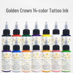 Oulan T&auml;toveerimisseadmed: Kuldne Kroon 14-v&auml;rviline t&auml;toveerimisv&auml;rvi komplekt (30 ml) harjutamiseks 14-Color Golden Crown Tattoo Ink