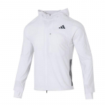 Adidas Adizero Jooksujope Kapuutsiga Kitsa L&otilde;ikega T&otilde;mblukuga Pikkade Varrukatega Meeste Joped Valge JF3471 L