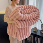 230*200CM Paksenenud J&auml;nese Pl&uuml;&uuml;sist Flanelltekk, Korallveluurist Tekk, Kontori Piimaveluurist Uinakutekk 150*200cm roosa