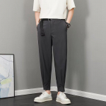 Poolelastse v&ouml;&ouml;kohaga &uuml;likond p&uuml;ksid Meeste moebr&auml;nd Briti stiil Trendikas praetud t&auml;navadrape Slim Fit k&otilde;hn must vabaaja v&auml;ike 28 must