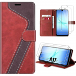 Coque de Protection - BOOLING - Samsung Galaxy A17 5G/4G - Cuir PU Rouge - Anti-Rayures - 2 Vitres