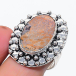 Natural Ghost Eye Jasper Gemstone 925 Sterling Silver Jewelry Ring Size 8 a1b66