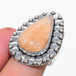 Natural Orange Aventurine 925 Sterling Silver Jewelry Ring Size 7.5 b5e36