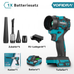 YOFIDRA Harjadeta 2-in-1 Turbo Puhur Jet Ventilaator & Tolmuimeja 80000RPM K&auml;eshoitav Tolmupuhur T&ouml;&ouml;riist Makita 18V Aku Pinni jaoks 1 Battery-EU