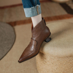 Moodsad suured 42 S&uuml;gisesed Naiste Saapad Terava Ninaga Kitsa Kontsaga Saapad Nahast Kingad Naistele Elegantne Madala Kontsaga Pahkluuni Talvised Zapatos De Mujer 34 pruun