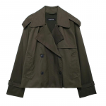 Naiste Jakid S&uuml;gis L&uuml;hike TRENCH-mantel Naistele Kahe n&ouml;&ouml;pidega &Uuml;ler&otilde;ivad Pikkade varrukatega Poolhooaja Tuulejope Naine L armee roheline v&auml;rv