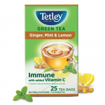 Tetley roheline tee Immuunsus 25 teekotti, C-vitamiin ingveri, m&uuml;ndi ja sidruniga, kofeiinivaba antioks&uuml;dantne taimne segu h&uuml;dratatsiooniks ja igap&auml;evaseks heaoluks
