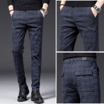 S&uuml;gis- ja talvised meeste vabaaja p&uuml;ksid Slim Fit Stretch Feet Meeste korea stiilis p&uuml;ksid ruuduline plusssuuruses vabaaja pikad p&uuml;ksid 31