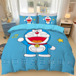 Jaapani anime Dora-emon Tekk Tekikott Padjap&uuml;&uuml;r 3D Prinditud D-Doraemon Voodipesukomplekt Tekikate Lastele ja T&uuml;drukutele Poistele Teismelistele 100x135cm-2pcs