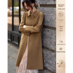 Sisui Nianhua Women's Elegant Mid-Length Wool Blend Coat L