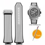17x27mm silikoonist kellarihm Hublot Big Bang Classic Fusionile, ulatuv kummist kellarihma t&ouml;&ouml;riistad Rihm 27*17mm Must Sinine Hall 27mm-17mm gray