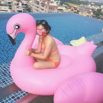 Suvine basseini t&auml;ispuhutav madrats Flamingo &Otilde;ues veem&auml;ngud Spordiks T&auml;ispuhutav lamamistool k&auml;epidemega Ujuv voodi roosa