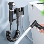 Bidee tualettpihusti komplekt pihusti vesi vannitoa k&auml;eshoitav bidee pihusti WC-du&scaron;&scaron; topelt v&auml;ljalaskenurga ventiiliga tualettruumi tarvikud G1/2 gray