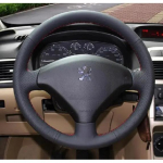 Sewing  leather car steering wheel cover Car accessories For Peugeot 307 punane