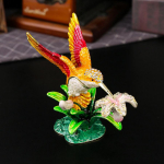 Uus P&auml;&auml;susilmaga Lilles&otilde;numiga Ehtekarp Kuldne ja H&otilde;bedane Ehtehoidja Lauapealne Kaunistus Emailitud Metallist K&auml;sit&ouml;&ouml; Ehtekarp 8.6*4.7*9.5