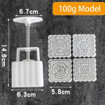 6 stiilis &uuml;mmarguse/ruudukujulise lillelise kuukoogi vormikomplekt, 100 g kesks&uuml;gisfestivali DIY k&auml;tesurvega Fondant Moon koogivormi kaunistamise t&ouml;&ouml;riist