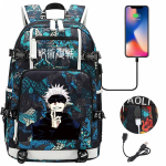 Jujutsu Kaisen Tr&uuml;kitud USB K&otilde;rvaklappide Seljakott KTB 47CMX30CMX15CM black