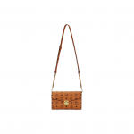 MCM Tracy Monogrammi Prindiga Klapiga Crossbody Kott Keskmine Naiste crossbody kott Pruun Konjak MWRAAME01CO001 Basic Set (Bag+Dust Bag)