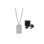 Emporio Armani Stiilne Tekstuuriga H&otilde;bedane Plaat Kotka Logo Roostevabast Terasest Kaelakee Meeste kaelakee EGS2986040 Basic Packaging-Box