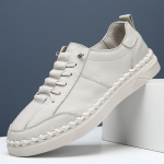 Meeste Nahast K&auml;imissussid Kevad Suvi Uued Trendikad K&otilde;ikidele Sobivad Platvormiga Vabaajasussid Briti Nahast Tennised Meeste Libisevad Tasased Kingad 38 valge