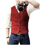 Vest Slim Fit vabaaja pidulik meeste &uuml;likond vest Sinine &uuml;herealine villane segatud vest Denim Teksad &auml;ri XS punane