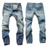 Vabaajameeste teksap&uuml;ksid Sirged Puuvillased Denim-p&uuml;ksid Jaem&uuml;&uuml;k Hulgim&uuml;&uuml;k P&uuml;ksid Suur Suurus 28 sinine