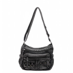 Vintage teksast kott keskealisele ja eakale emale naiste mitmetaskuline pendelr&auml;nduri &otilde;la- ja vabaaja crossbody kott must