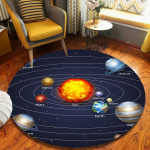 P&auml;ikeses&uuml;steem Galaktika &Uuml;mmargune Vaip Kosmos T&auml;ht Laste Toa M&auml;nguvaip Pehme Libisemisvastane Ringikujuline Vaip Laste Magamistuba Elutuba Dekoratiivvaip 100cm x 100cm brown
