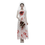 T&auml;iskasvanute Halloweeni Kummitus Pruudi Kost&uuml;&uuml;m Pikk Kleit Loori ja Peakattega Verine Pulma Cosplay Riietus Peole ja Etendusele XXL valge