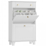 Kitsas sissep&auml;&auml;su kingakapp klapp-sahtlite ja reguleeritava riiuliga, 60 x 23,5 x 98,5 cm, valge 60 x 23.5 x 98.5 cm