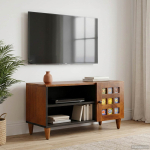 TV-kapp uksega, p&auml;hklipuu viimistlus, 80 x 33 x 46 cm, t&auml;ispuidust mangopuu