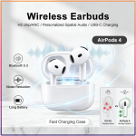 Apple AirPods 4 Juhtmevabad K&otilde;rvaklapid Aktiivne M&uuml;rasummutus Hi-Fi Ruumiheli Automaatne Sidumine Vabak&auml;ek&otilde;ne Kerged Igap&auml;evaseks Kasutamiseks valge