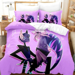 Moodne Multifilmi Hazbin Hotel Voodipesu Komplekt Tekikoti Komplekt Padjap&uuml;&uuml;ridega &Uuml;heinimese T&auml;iskasvanu Suuruse Queen King Voodipesu Kodu Tekstiil 135x200cm purple