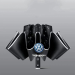 Automaatne vihmavari helkurribaga, tagurpidi avanev LED-valgustiga vihmavari Volkswageni VW Golfi, Polo, Tiguani, Passati, Touaregi, Magotani T jaoks must