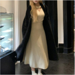 Suur versioon pehmest vahalikust imitatsioonminki villast kootud kampsun s&uuml;gis ja talv lahtine ja laisk Feng Shui minki fliis pikk mantel naistele M must