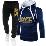 Meeste Naiste Kapuutsiga Dressipluusi Komplekt Pikkade Varrukatega Fliisvoodriga Vabaaja Spordidress S&uuml;gis MMA UFC Treening XXL white