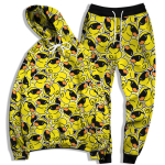 Naljakas Pardimuster 3D Prinditud Hupparid P&uuml;ksikomplektid Mehed Naised Hip-hop Hupparid Treeningp&uuml;ksid Kaheosalised Komplektid Spordidressid Meeste R&otilde;ivad 2XL yellow