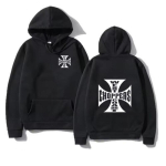 West Coast Iron Cross Choppers Tr&uuml;kitud Meeste Kapuutsiga Moodne Lahe Dressipluus Unisex Mood Fliis &Uuml;legabariidiline Kapuutsiga Dressipluus Streetwear L black