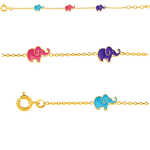 Altesse [P0148] - Bracelet plaqu&eacute; or enfant 'El&eacute;phants' tutti frutti - 17 cm mitmev&auml;rviline