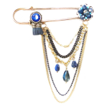 Les Tr&eacute;sors De Lily [Q1040] - Broche Cr&eacute;ateur 'Acapulco' bleu dor&eacute; - 100x80 mm sinine