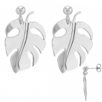 Les Tr&eacute;sors De Lily [Q3331] &ndash; h&otilde;bedased &bdquo;Jungle&rdquo; h&otilde;bek&otilde;rvar&otilde;ngad (roodiumiga kaetud) &ndash; 25x19 mm (monstera lehed) h&otilde;be