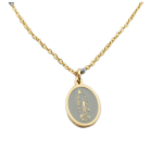 Les Tr&eacute;sors De Lily [R0201] - Collier cr&eacute;ateur acier 'Vierge Marie' gris dor&eacute; - 15x10 mm hall