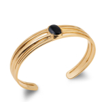 Les Tr&eacute;sors De Lily [R1145] - Bracelet Plaqu&eacute; Or 'Cleopatra' noir dor&eacute; (agate) - 13x8 mm must