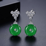 WWJ Vintage Bohemian Round Rohelised Cubic Zirconia Tilkk&otilde;rvar&otilde;ngad smaragdroheline