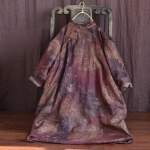 Johnature Women Print Lillelised kleidid Print Lillelised hommikumantlid Plus Puuvillased soojad talveriided Pikkade varrukatega A-jooniga naiste kleit One Size kohv